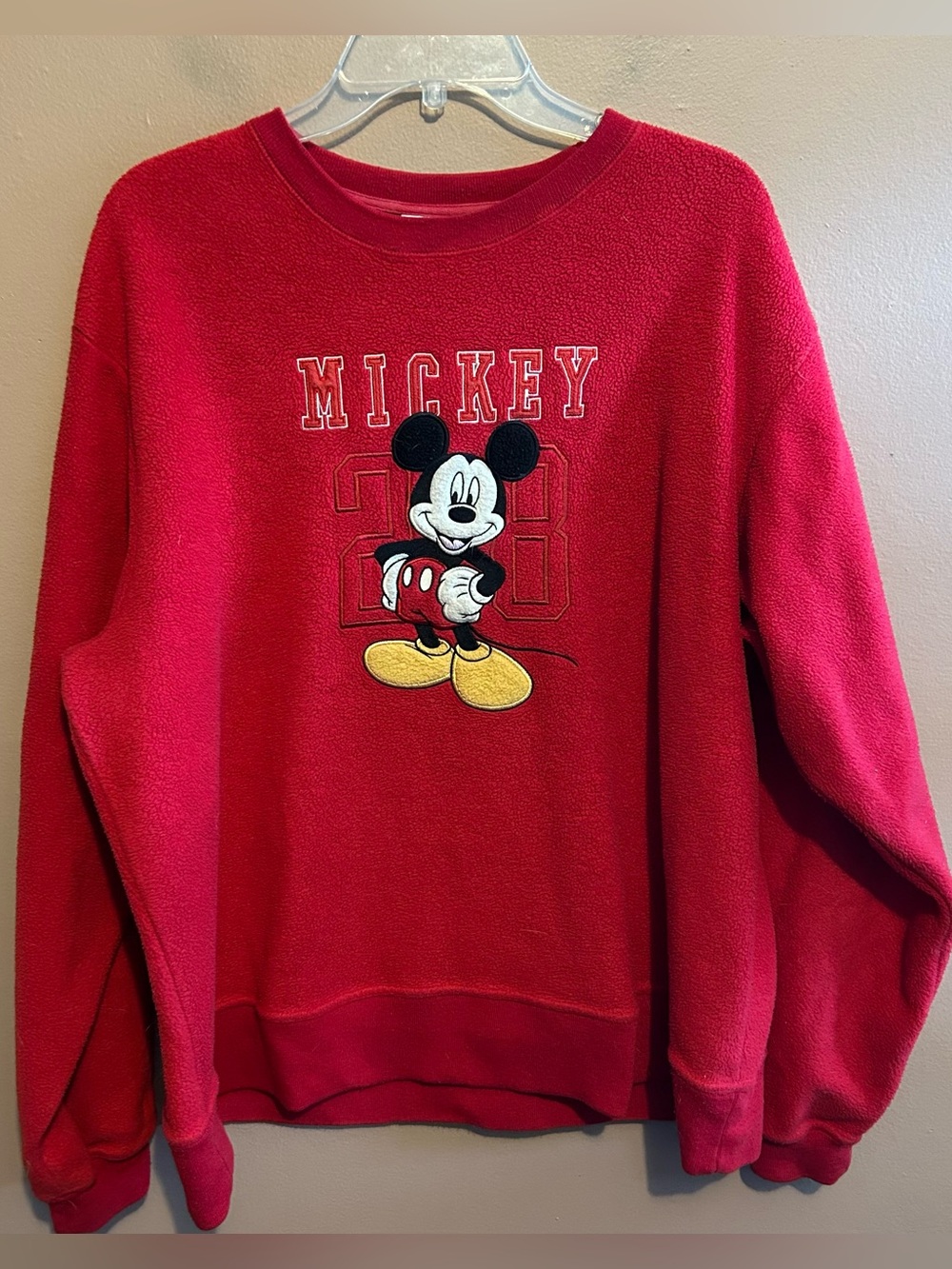 Vintage 90s Disney Mickey Mouse Embroidered Fleece Crewneck Sweatshirt Sz Large